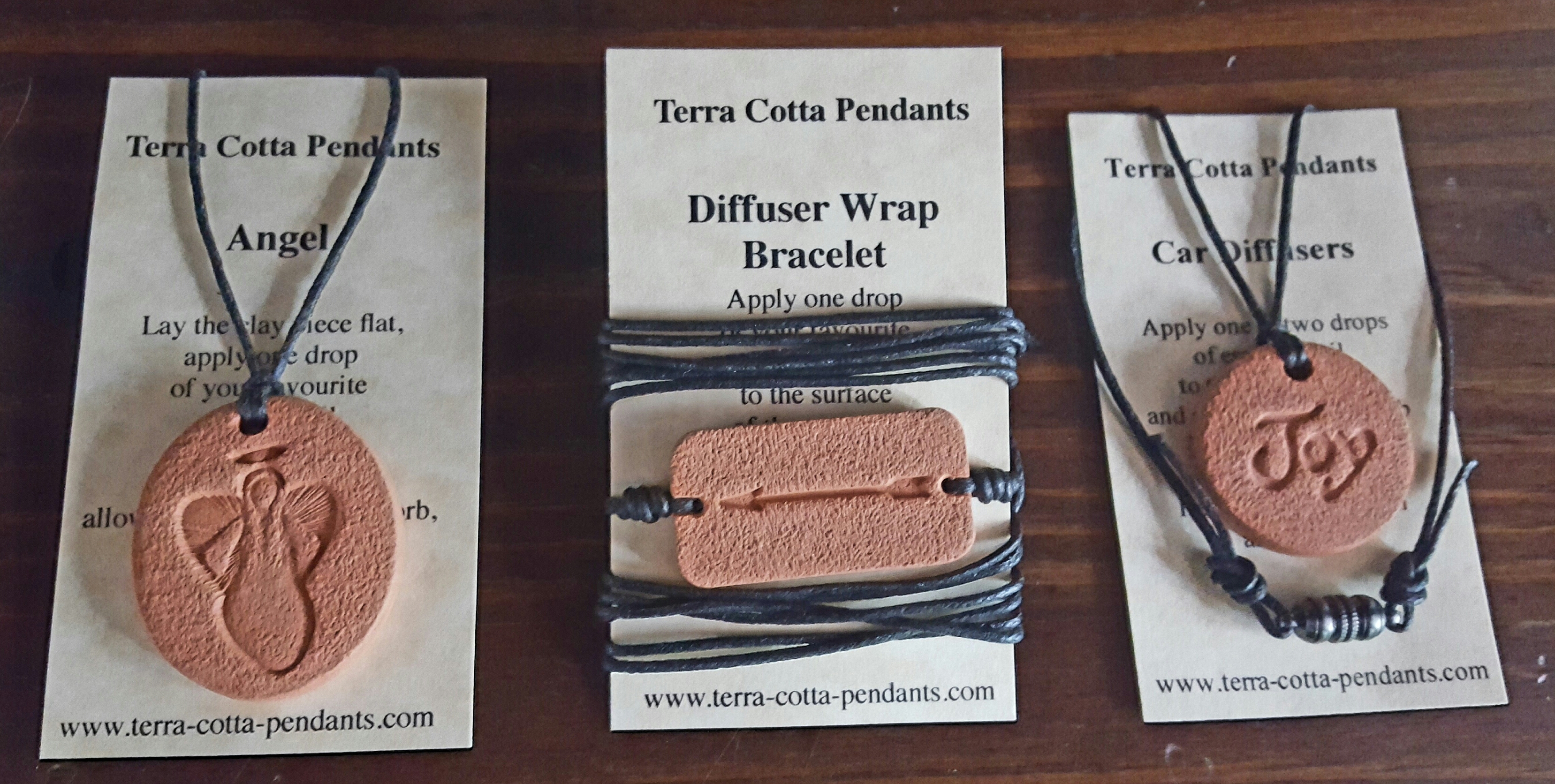 Terra Cotta Pendants for your Neck, Wrist, or Car